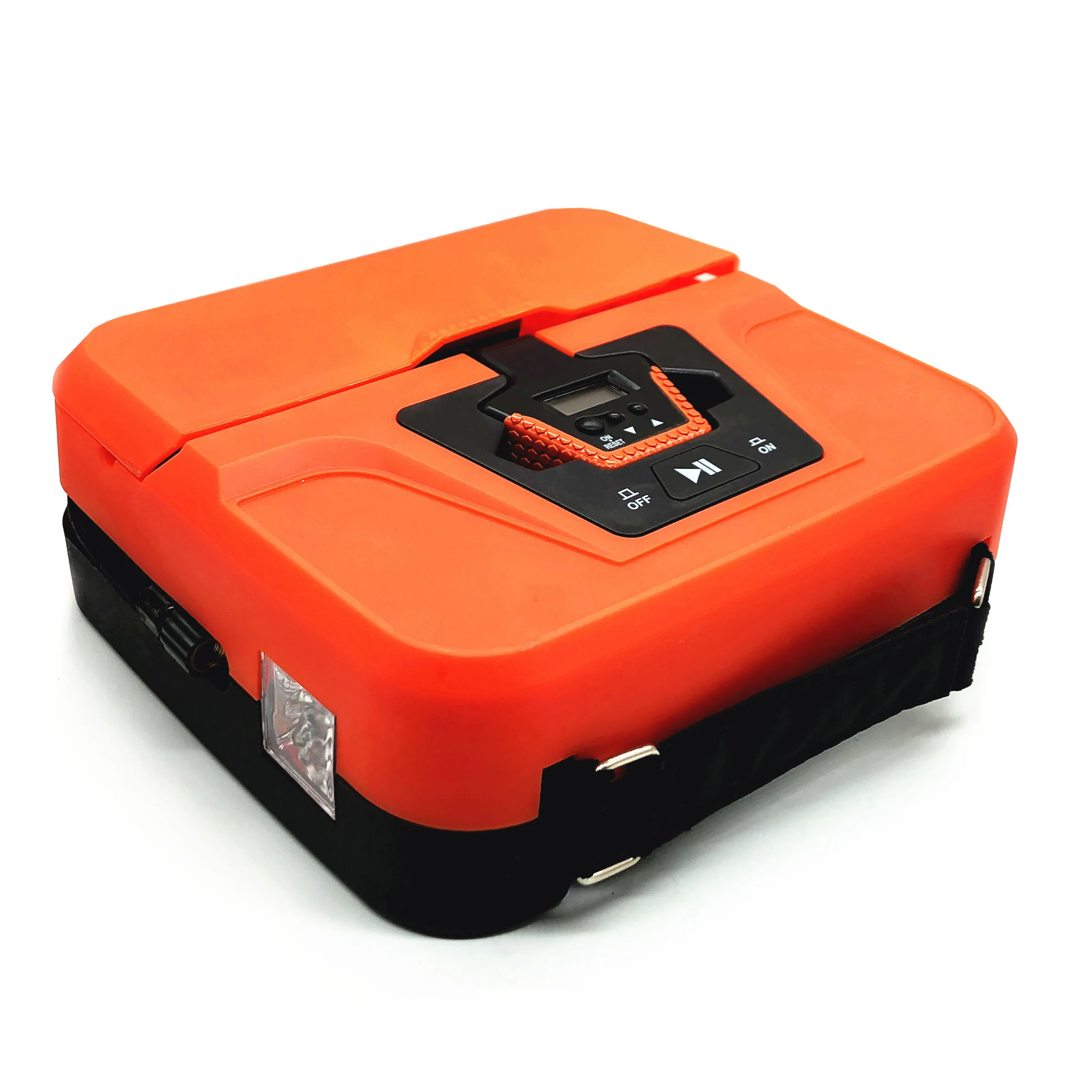 Portable DC 12 volt mini square car air compressor tire inflator pump with digital tire pressure gauge