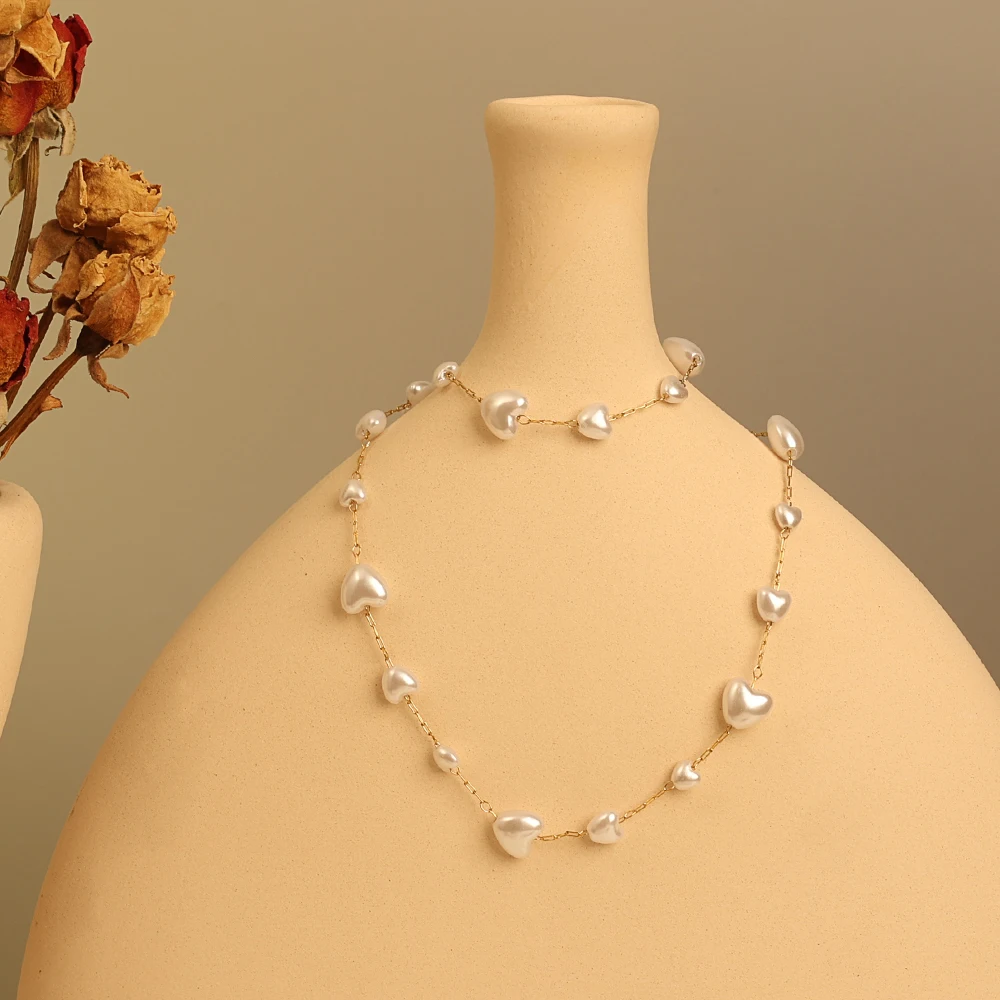 MX Necklaces for Women 18K Gold Plated Chain Necklace Bracelet Delicate Freshwater Pearl Necklace Everyday Fashion Jewelry Set