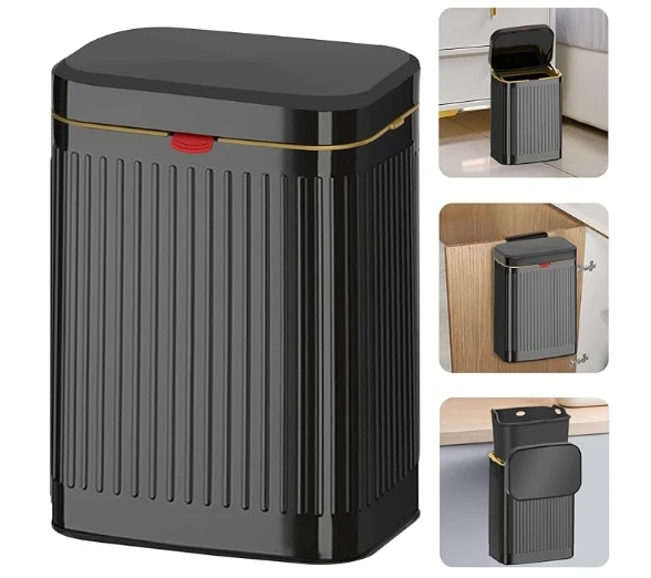 Kitchen Compost Bin Hanging Trash Can with Lid, Stainless Steel Trash Can Compost Bin Wall-Mount Indoor Kitchen Trash Bin