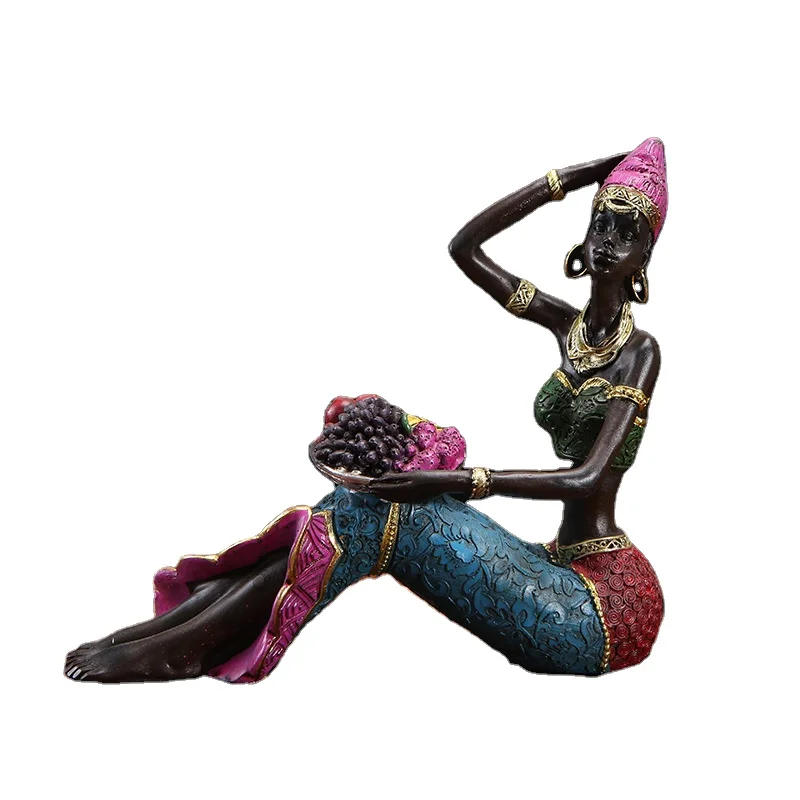 Resin Handmade Black Sexy Lady Model Art Decor Resin African Woman Statue