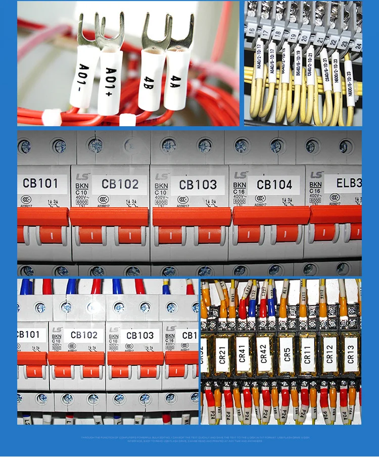Original 80M Black Printer Ribbon Sticker PVC Tube Label Tape for C-280E C-280T Line Cable Wire Marking Machine Label Printer