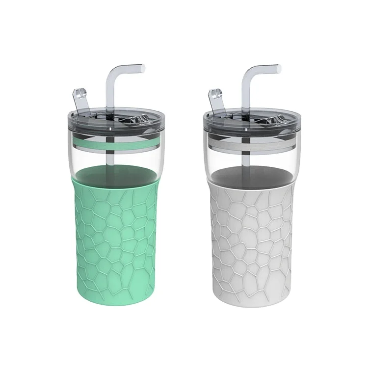 New Arrival New Arrival Fitness Outdoor Use Glass Bottles Eco-Friendly 650ml Straw Sports Water Bottle With Custom Logo