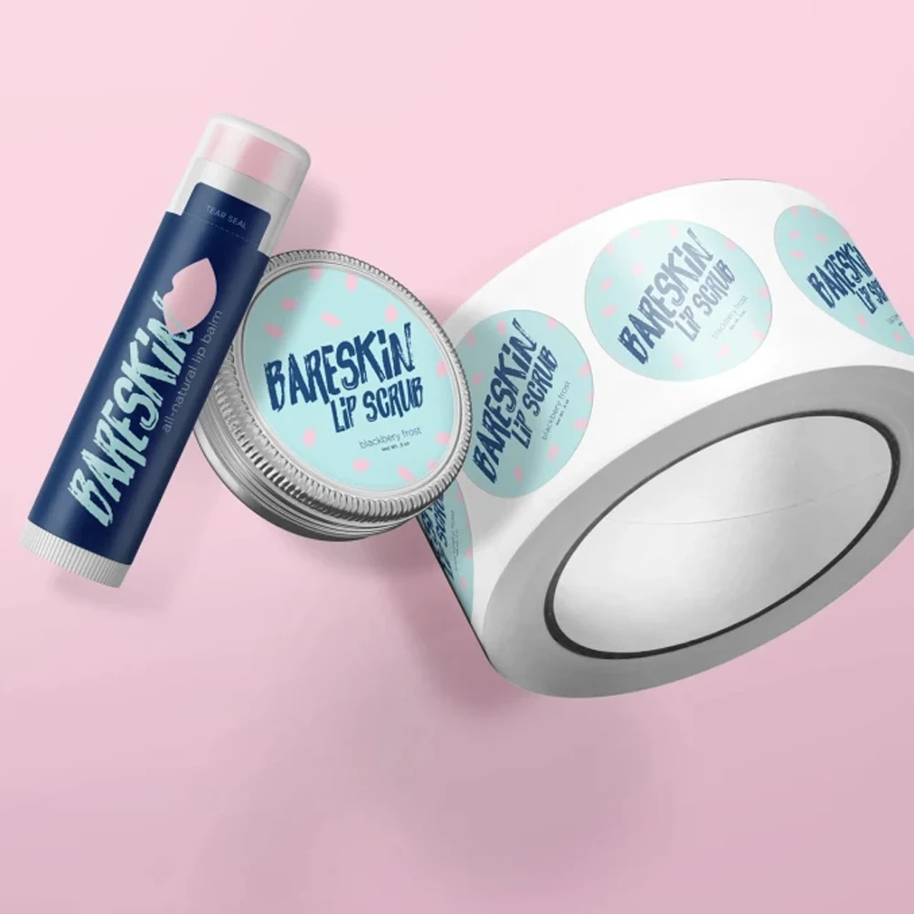 Custom Printed Cosmetic Adhesive Paper Roll Logo Stickers Packaging Labels For Beard Oil Bottle