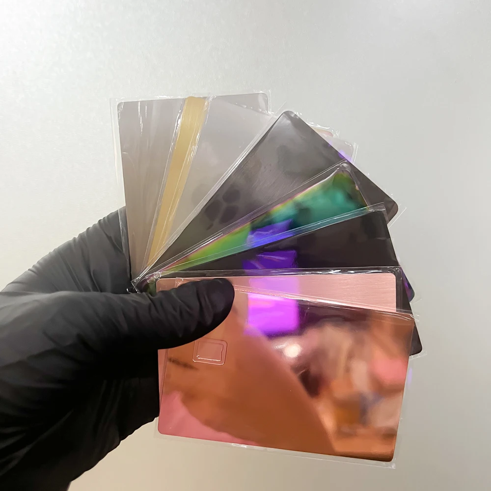 metal 0.8mm magnetic 4442 Custom chip rfid credit black nfc card metal machine blank for Laser Engraved Size Metal Bank Cards