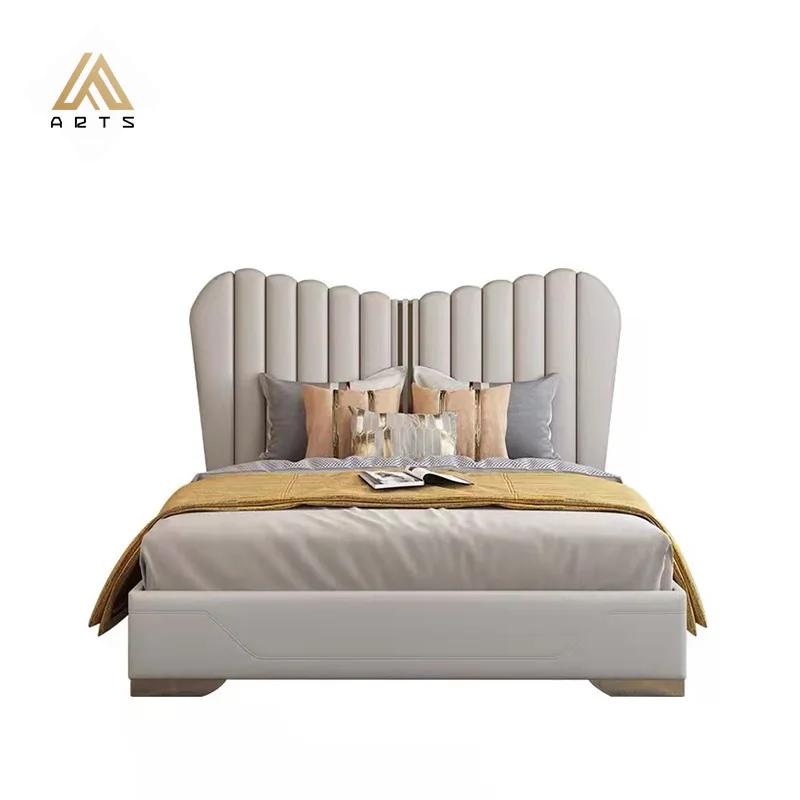 Luxury Italy modern hydraulic storage leather upholstered bed for home hotel bedroom furniture king size queen size bed