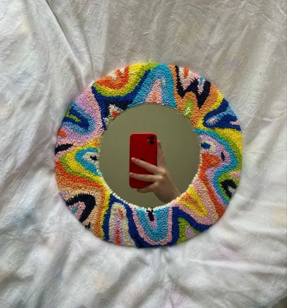 Wonderful texture acrylic mug rug mirror pearl cute bubble tufted mirror for modern dining room