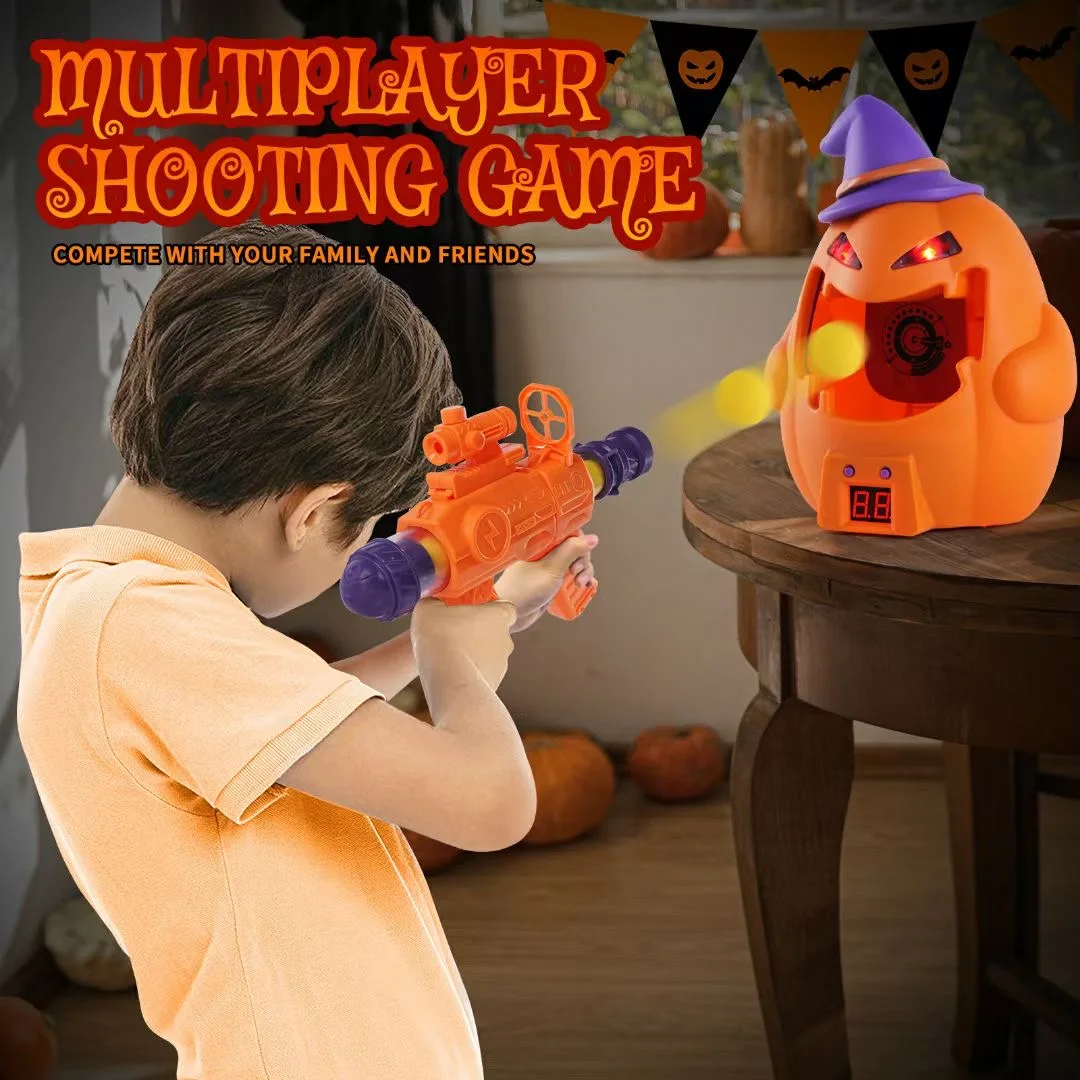 Amazon Top Selling EVA Foam Ball Air Gun Shooting Pumpkin Kids Plastic Sport Game Halloween Toys