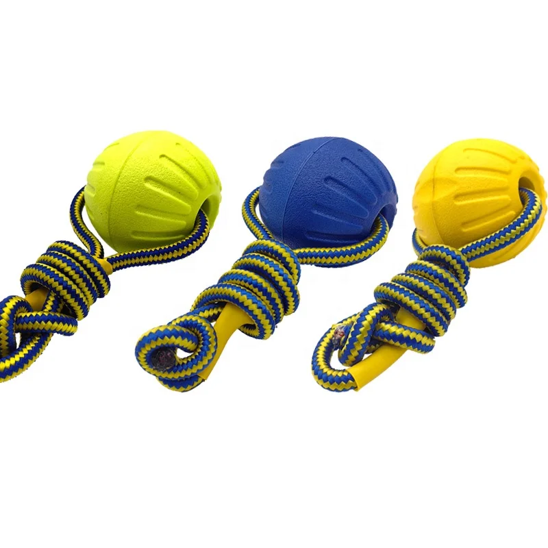 Pet Training Chew Teeth Safe Ball Toy With Rope Durable Elastic EVA Floating Balls Dog Teeth Grinding Toys