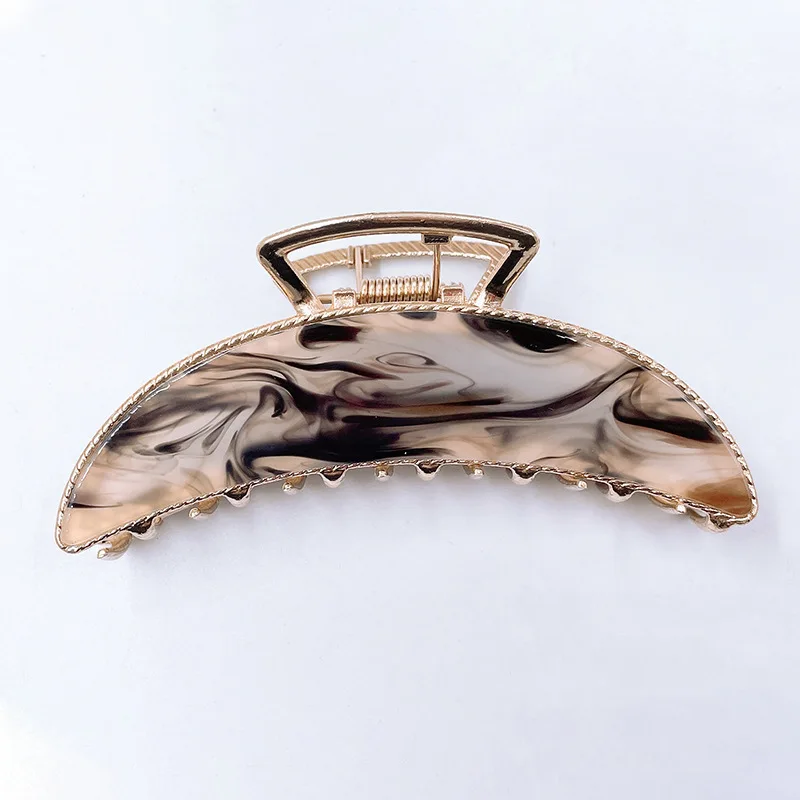 New Moon shape  Metal Hair Claws  Fashionable Marble Hair Clips Acrylic Claw Hair Clips For Women