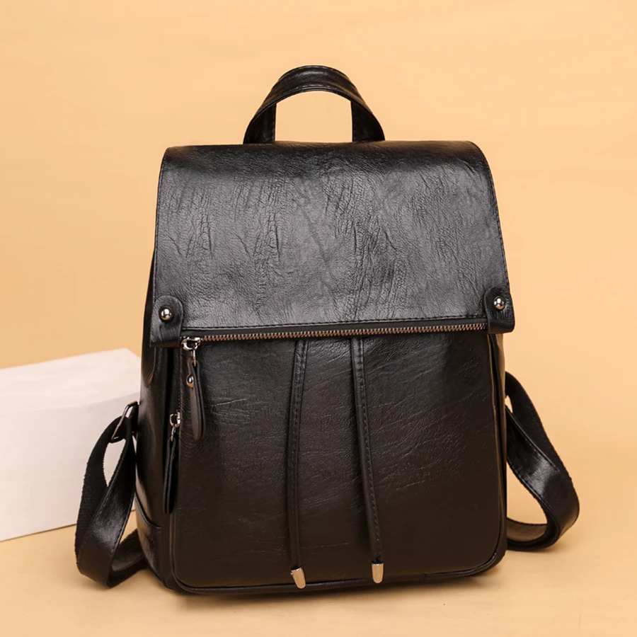 Genuine Brand Soft Leather Backpack For Women Fashion Anti-theft Travel Bagpack Casual Lides Shoulder Bags School Bag Sac A Dos