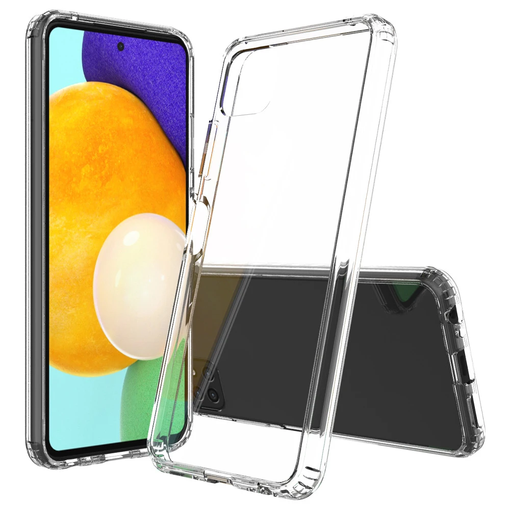 2022 New colorful skin friendly transparent acrylic+pc+tpu phone cover for transparent black samsung galaxy a22 4g 5g case