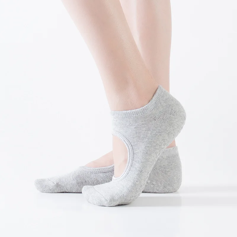KTS- 705-2 Women Backless Terry Loop Yoga Silicone Grips Anti-slip Socks&Hosiery for Pilates Barre Ballet Dance Sports Exercise