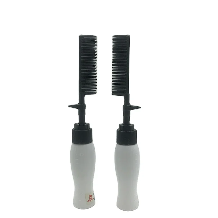 Empty 50ML 80ml PE bottle with comb pump head Hair care bottle Applicator Brush Dispensing Salon Hair Coloring Styling Tools