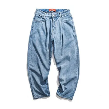 Factory Wholesale 100% cotton new design fashion street style men loose straight casual men jeans trouser