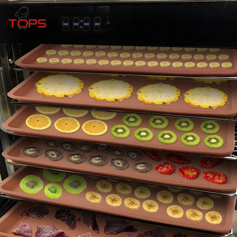 Silicone Fruit Vegetables Leather Dehydrator Trays for Liquids Trays Liner for Dehydrator Kitchen Dehydrator Mats Accessories