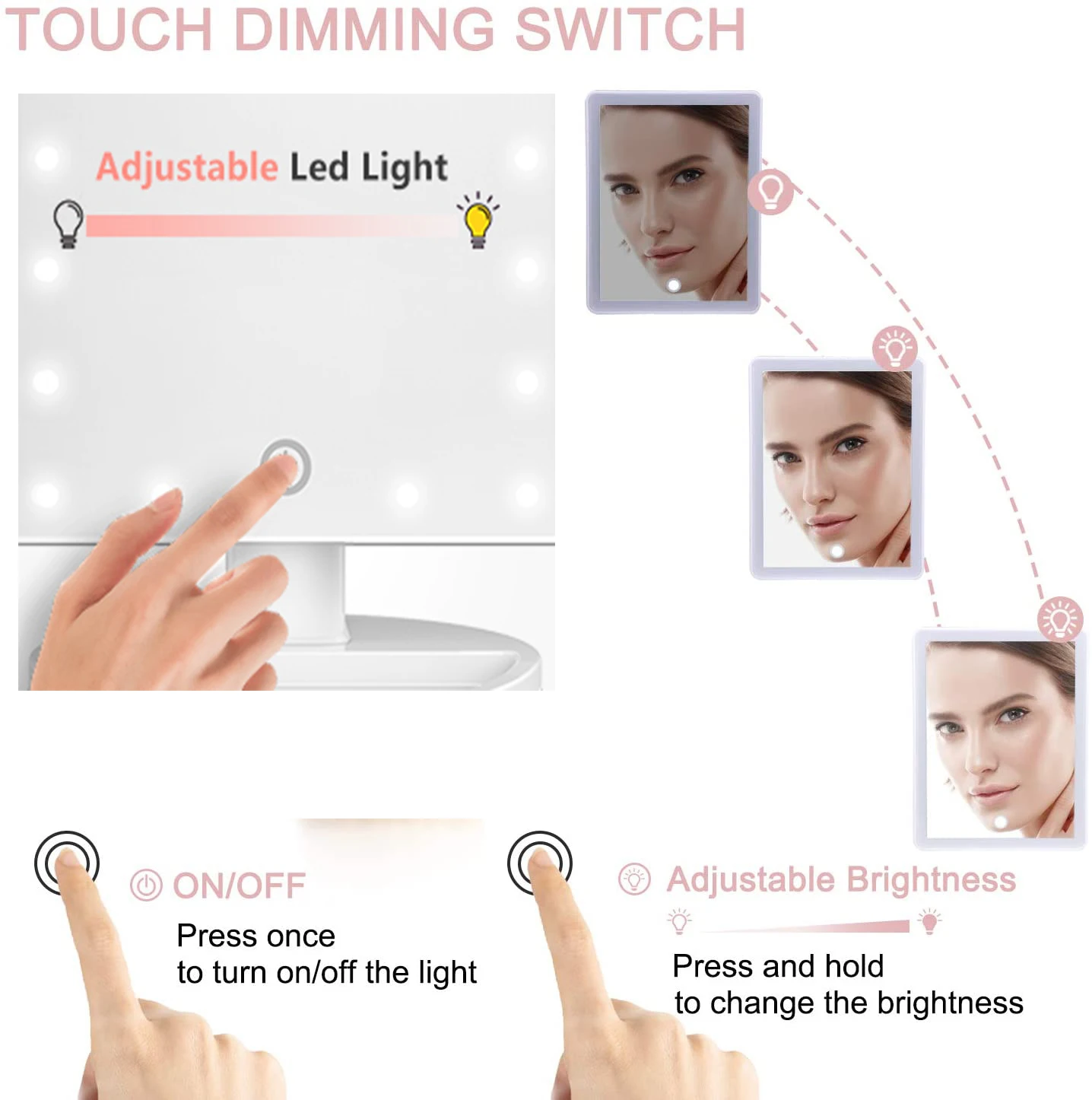  SINRI NEW Portable Lighted 180 Degree Rotation Battery Powered LED Vanity Makeup Mirror With 10X