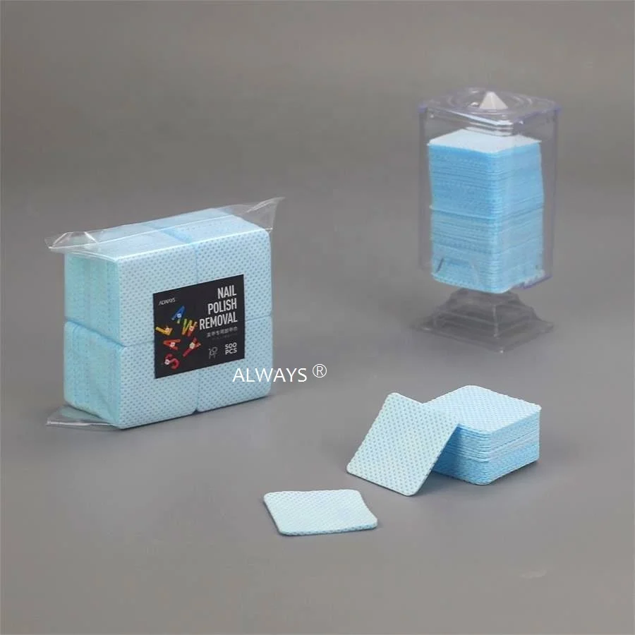 Nail art designs flat sheet round corner blue melt-blown PP 5cm x 5cm disposable clean wipers Nail Wipes Off Pads