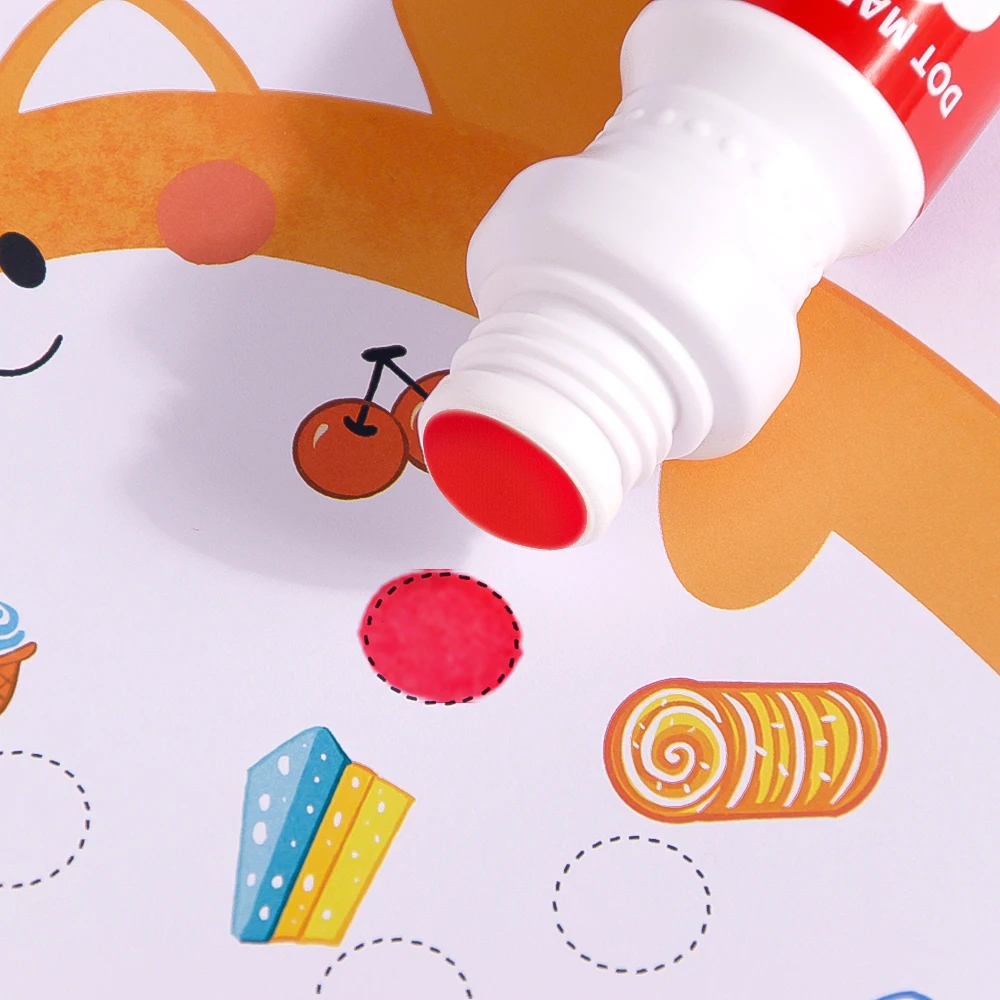 painting toys Washable 6 colors 40 ml dot marker set Coloring paper kids dot marker drawing set with 12 Activity sheets