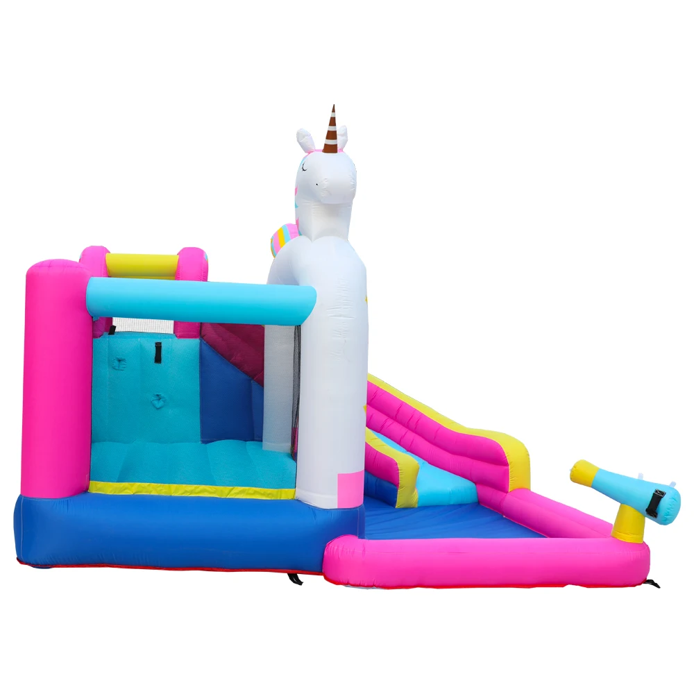 Outdoor Playground Home Use Inflatable Unicorn Bouncy Castle Jumping Bouncer  House with Slide Inflatable Toys for Kids