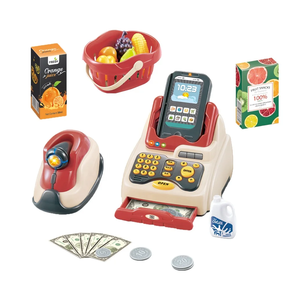 Trending products 2023 new arrivals chenghai Supermarket Shop Pretend Play Set Electronic Children Cash Register Toy for kids