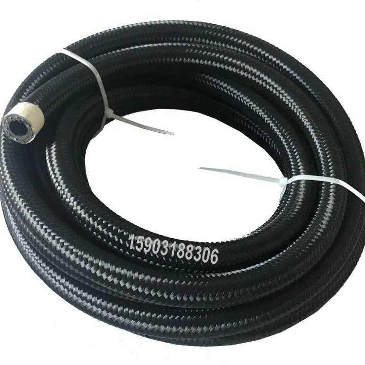 Auto Racing High Performance AN6 Black Nylon Braided Fuel Oil Gas Line Vehicle fuel return tube flexible oil cooler rubber hose