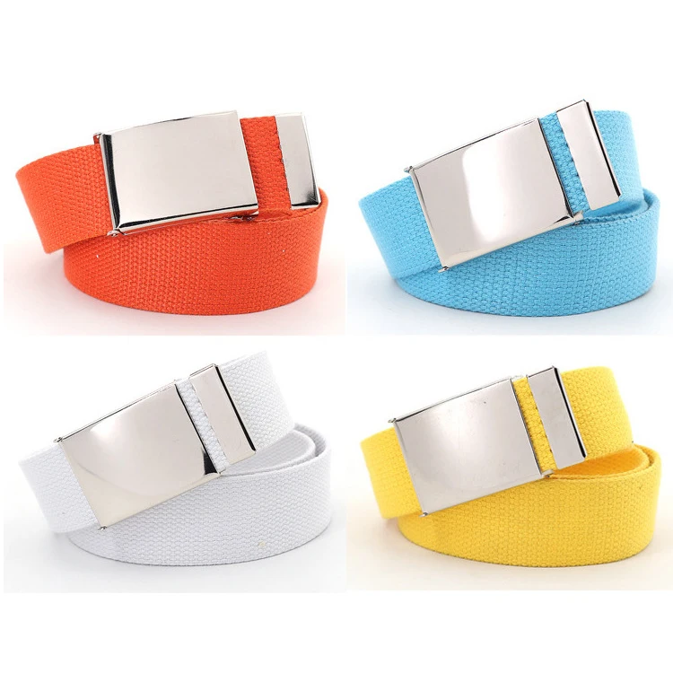 Men Women Casual Fashion Luxury Couples Customized Logo Metal Buckle Tactical Designer Belt Jeans Cotton Multicolor Fashion Belt