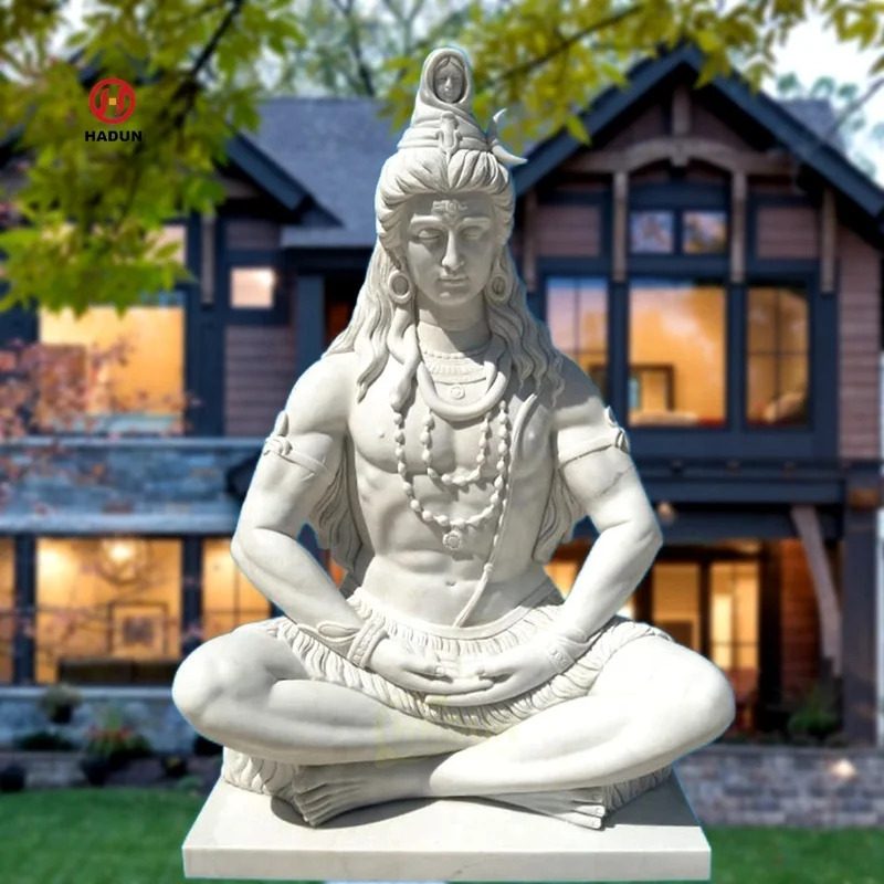 Excellent Classic Life Size Indian Gods Shiva Marble Statue Sculpture