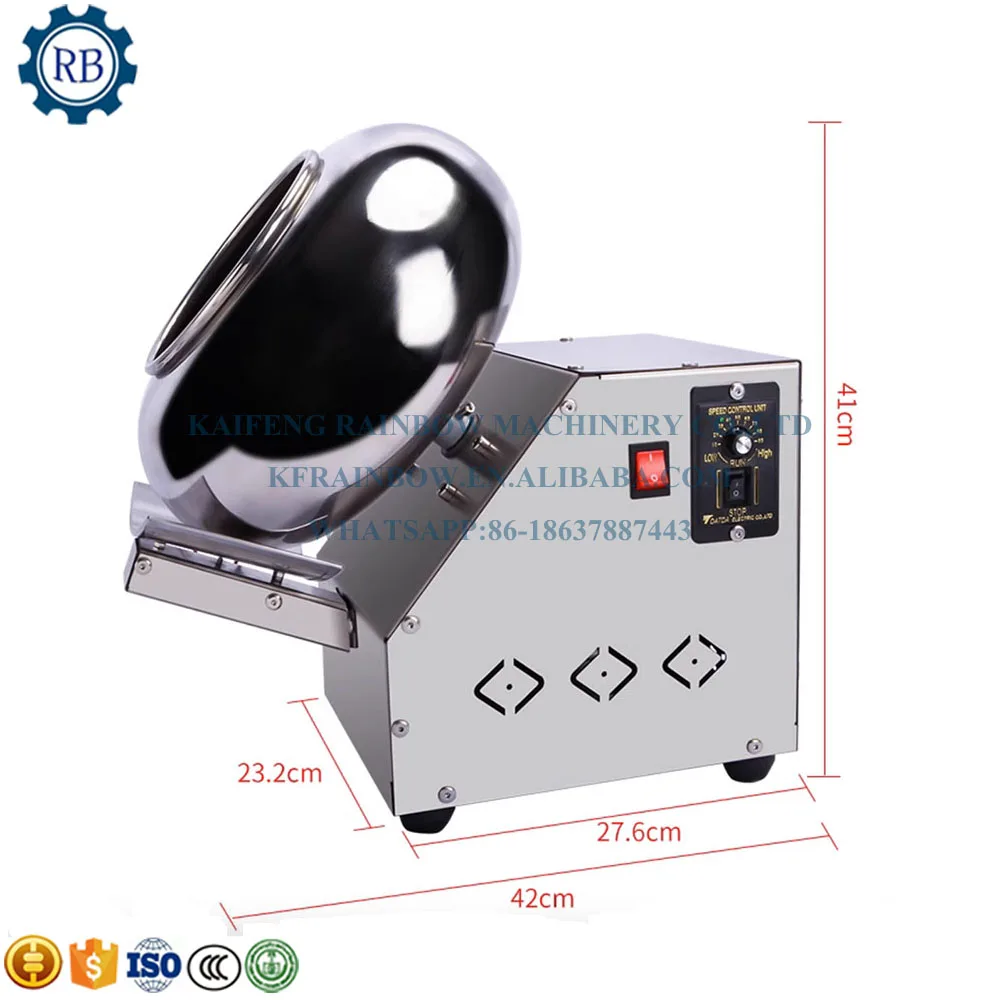 Plate Drum Sugar Chocolate Dragee Nuts Sweet Peanut Coating Machine Small Good Quality Stainless Steel Food Motor Silver Snack