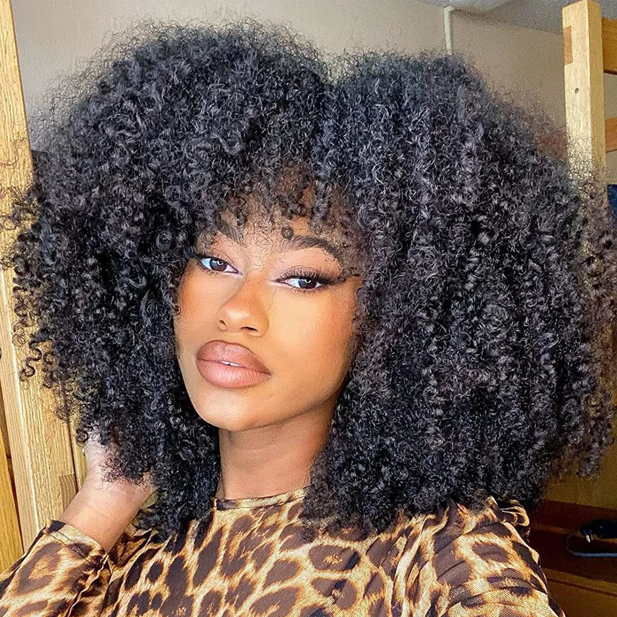 Heat Resistant Fiber Brown to Blonde Afro Curly Wigs for Black Women Natural Looking Synthetic Short Blonde Afro Wig