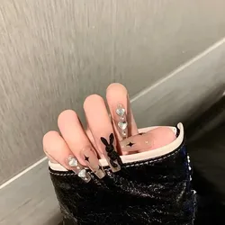 A1-48 new artificial golden 3d butterfly false nails with glue press on nails wholesale custom decoration OEM Korean nails