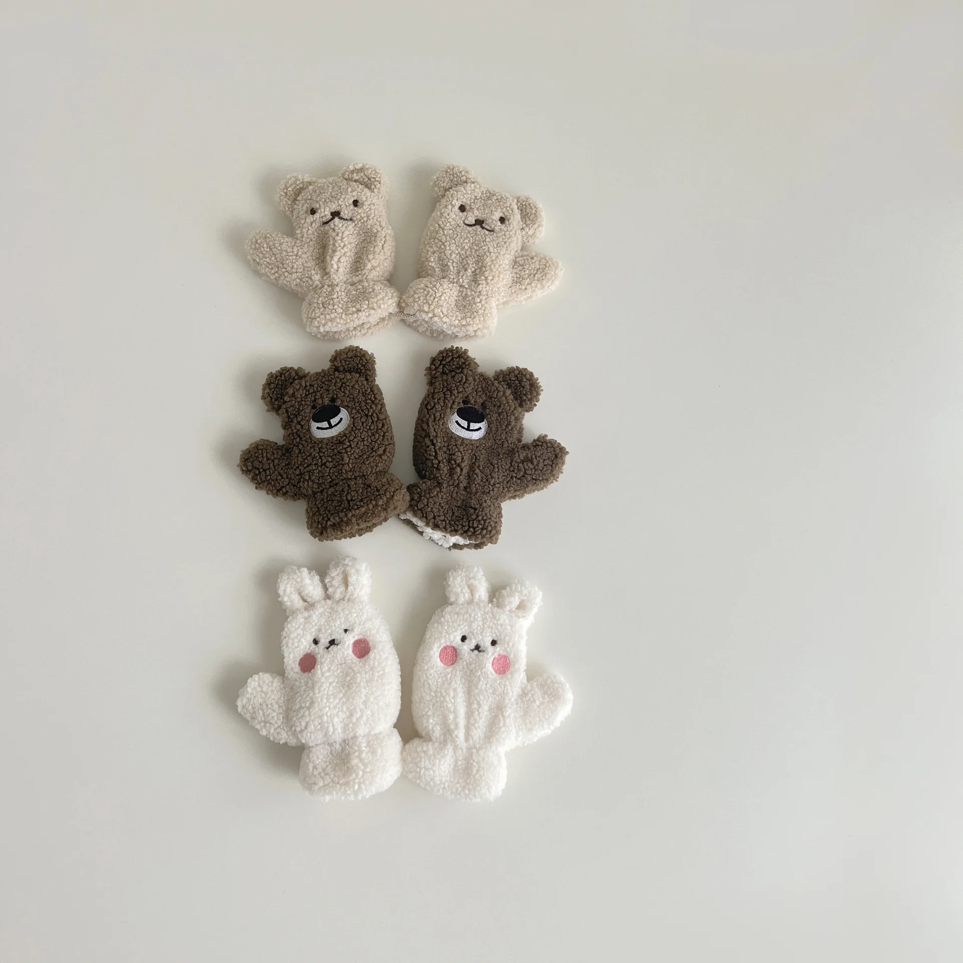1-4y Baby Winter Thicken Mittens Cartoon Warm Kids Mittens with String