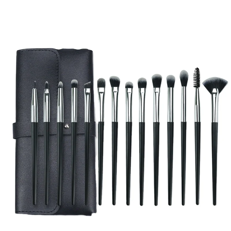 14pcs Black Eye Makeup Brushes Vegan Hair Eye Shadow Eyeliner Eyebrow Eye Set Brush Make Up Brush Set Custom Logo