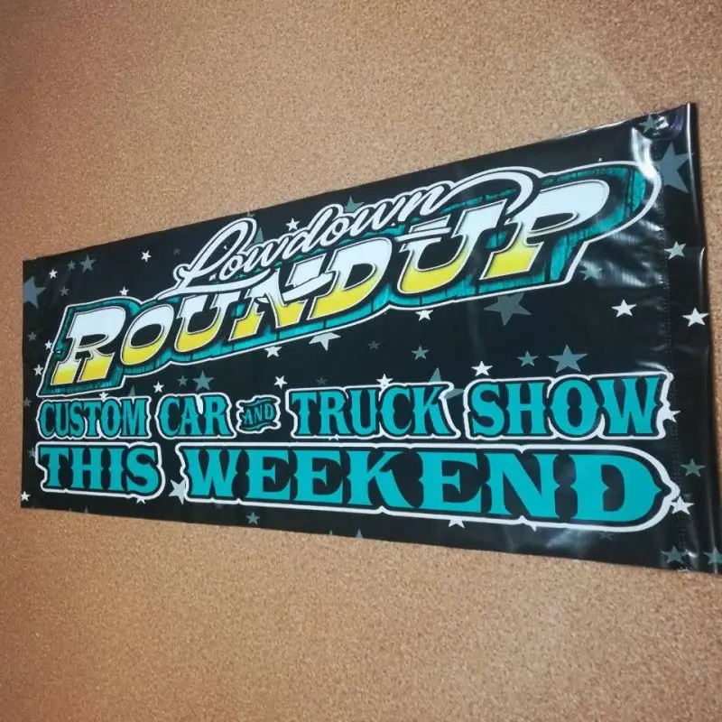 Custom Design 440gsm PVC Advertising 60*160cm 80*200cm Indoor Outdoor Fence Banner With Metal Eyelets And Hanging Rope