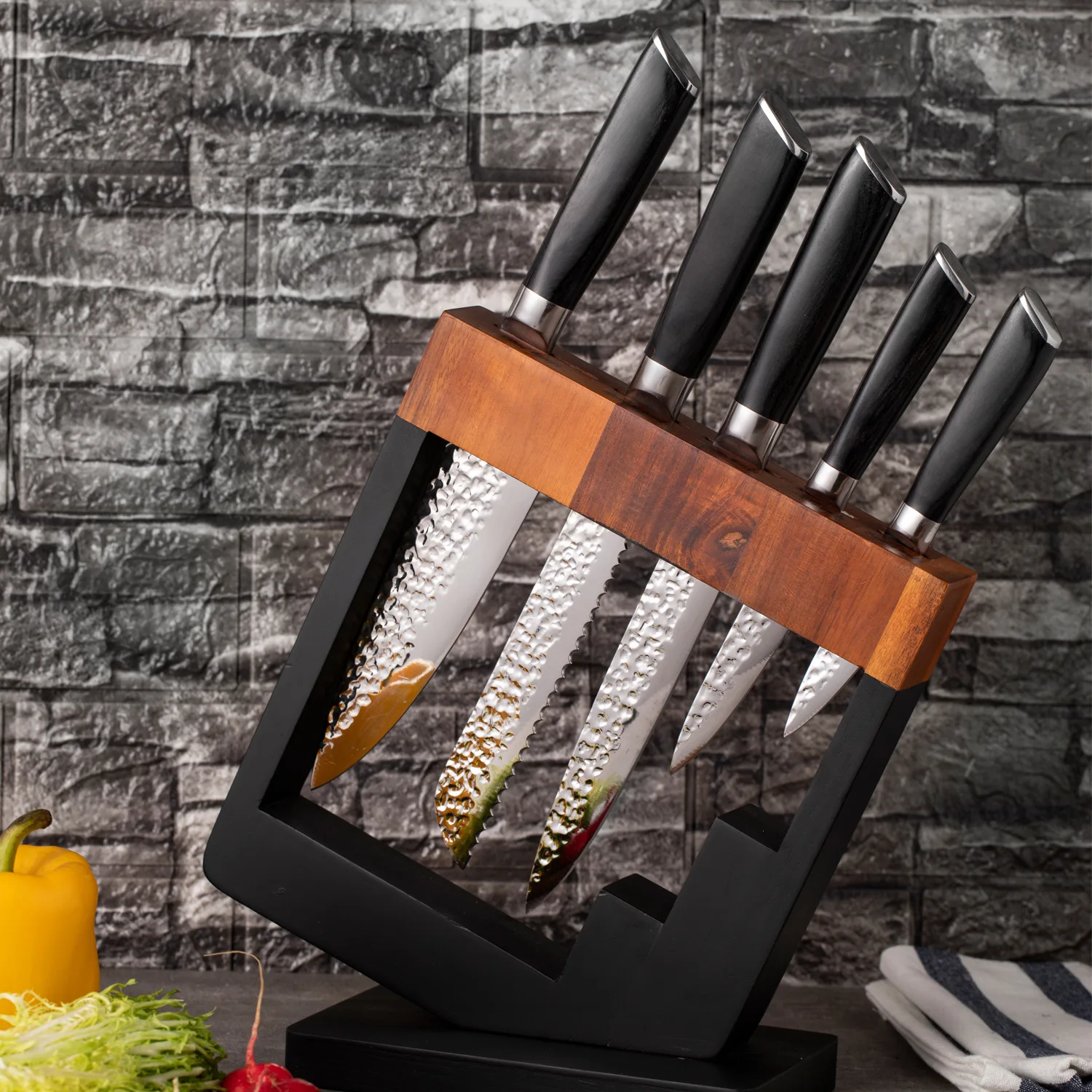 Hot selling 3Cr13 Stainless steel Kitchen Slicing Chef Knives set  Forging edge With Pakka Wooden
