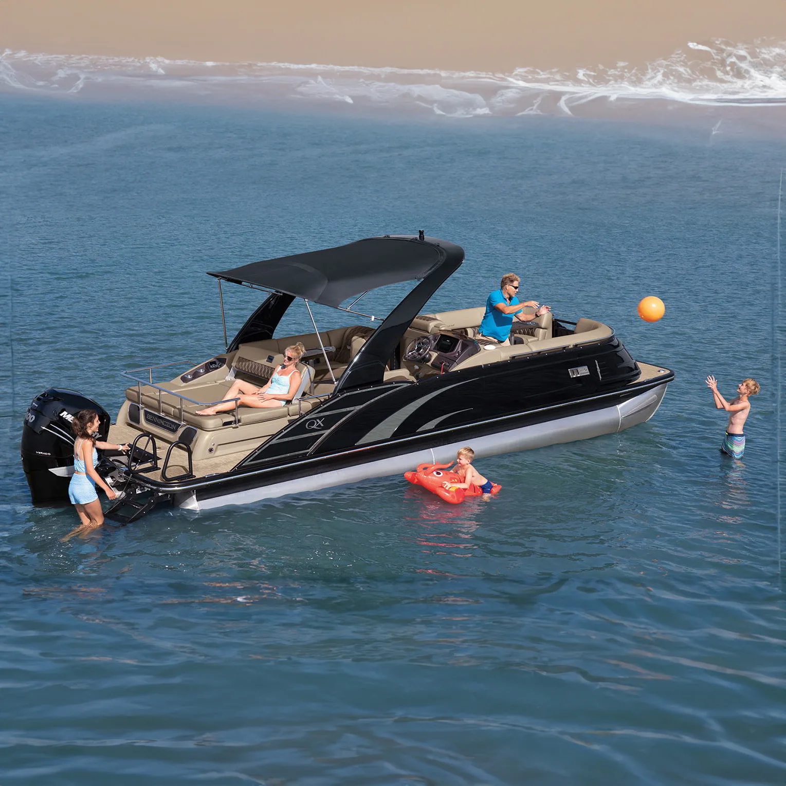 2023 New Hot sale Electric Fiberglass Pontoon boat sport Yacht boat with electric motor with battery and trailer