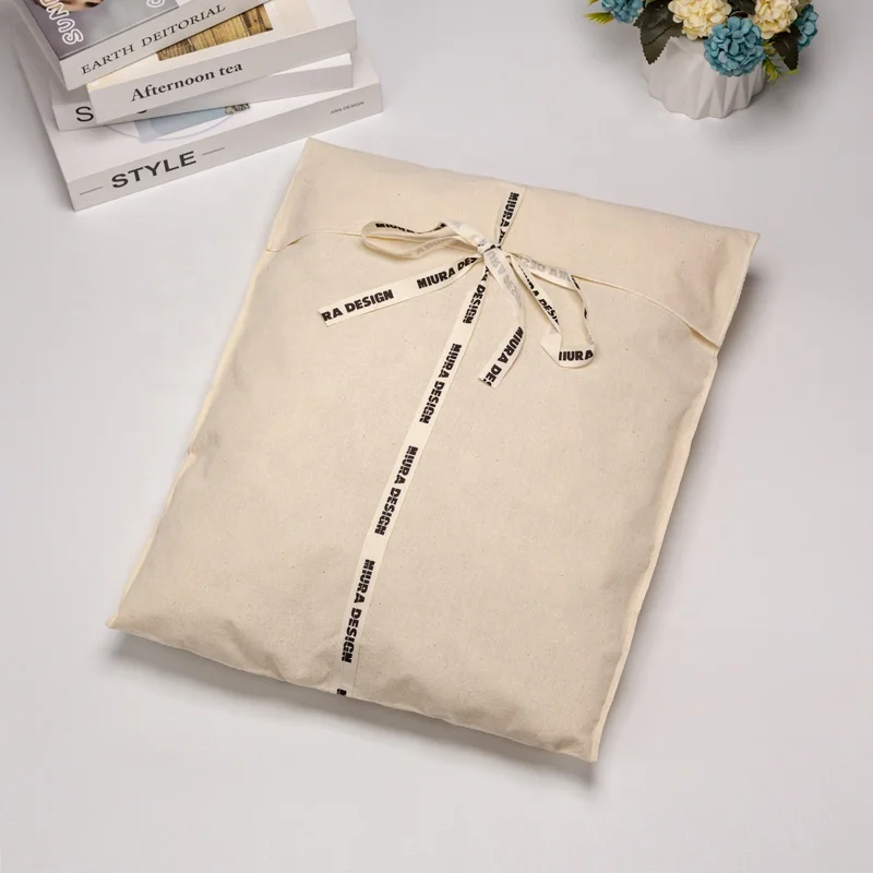 Wholesale Cotton Dust Shoe Baby Cloth Packing Envelope Dust Bag With Tie Envelope Muslin Cotton Gift Packaging Pouch