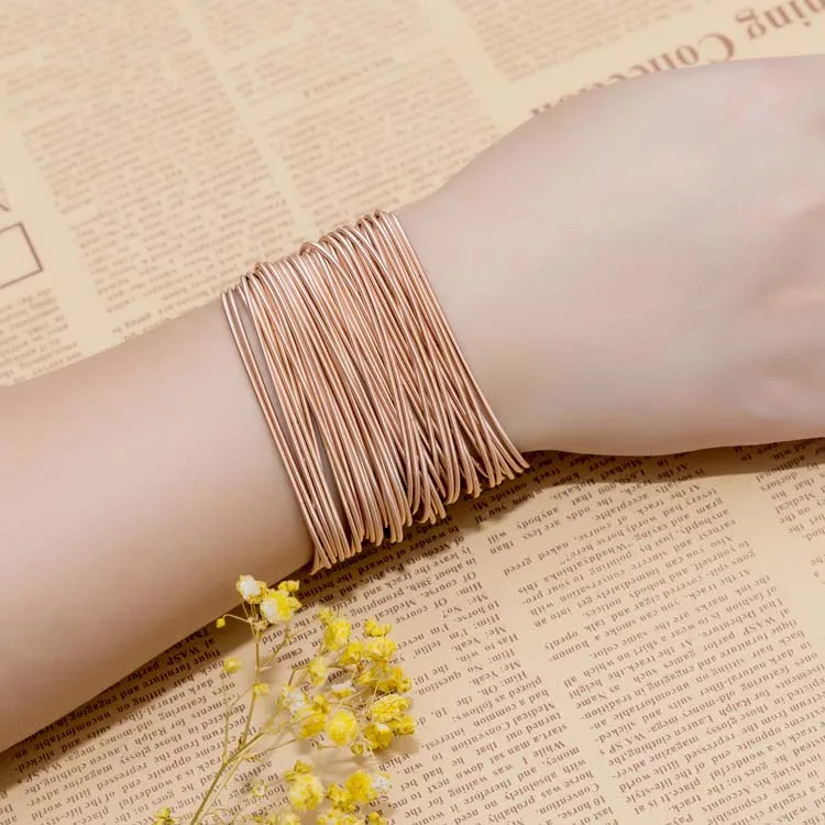 HengSheng high quality stainless steel rose gold spring coils bracelet for girl