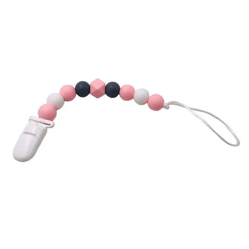 New Products Baby Bead Pacifier Clips, Silicone Bead Baby Pacifier Clip Holder, Silicone Pacifier Chain teething