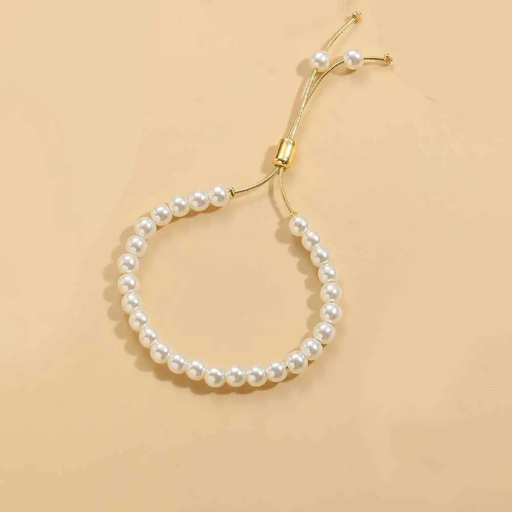 2024 Personalizada Manufacturer Wholesale Ins Fashion Adjustable Charm ABS Pearl Bead Bracelet For Women Daily Wear Jewelry