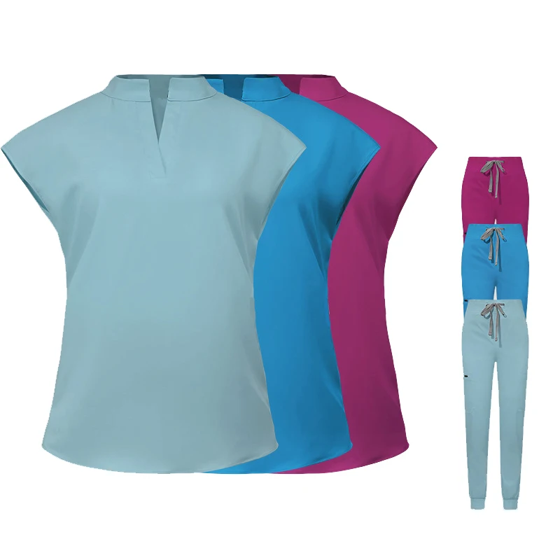 Nursing Dental Beauty Uniform Manufacturers Custom Stretch Women Nursing Uniform Medical Scrub Short Sleeves Nurse Uniforms