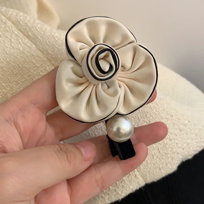 Korean Women Head  Accessories Flower Hair Bands Vintage Pearls  Ponytail holder Flower Hair Clip Elegant Girls Hair Ties