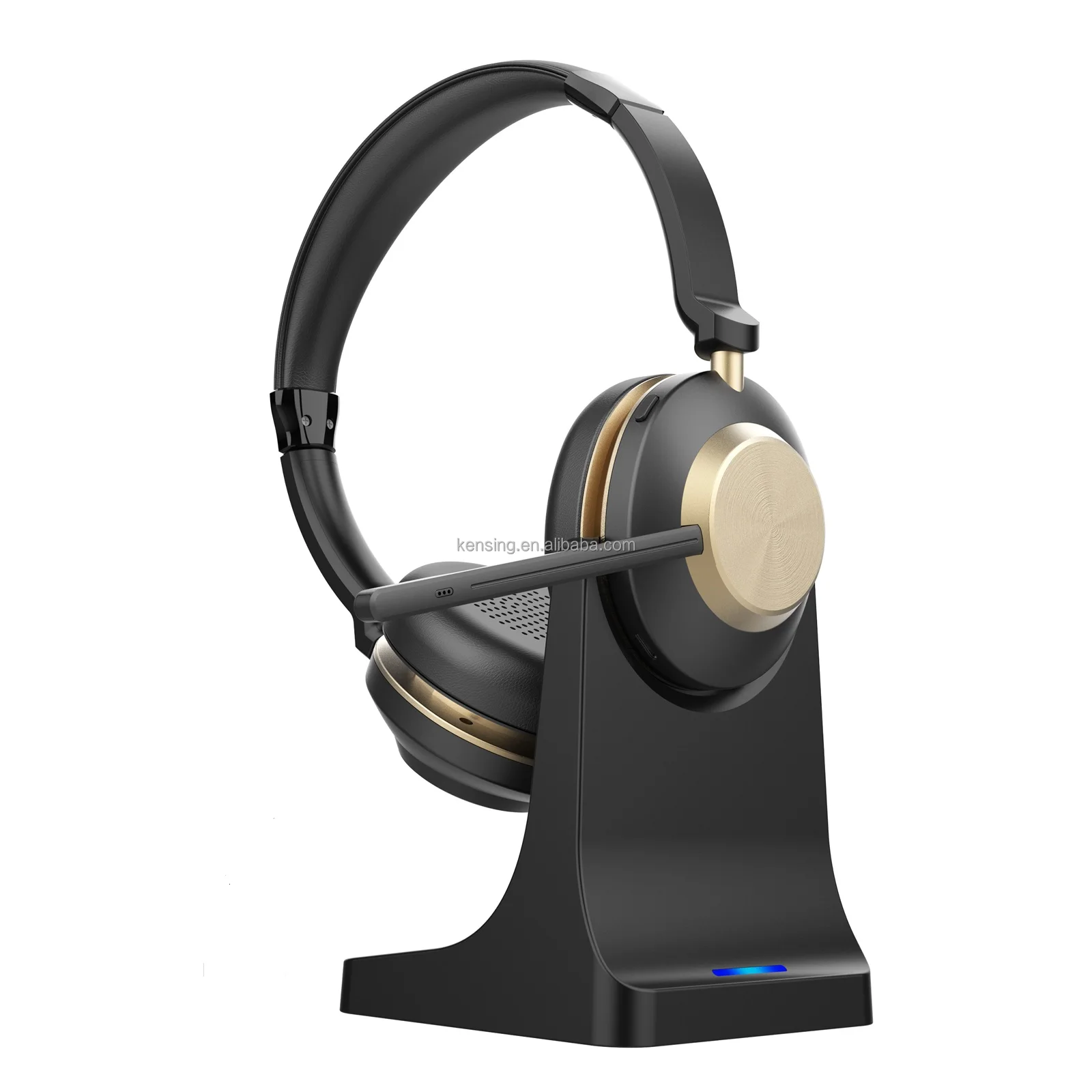 Custom Logo Bluetooth Headset with ENC Microphone Wireless Headphones with Charging base for Computer, PC, Laptop, Skype, TV