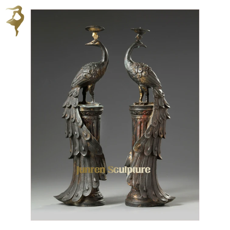 Metal craft park decoration large outdoor bronze peacock sculpture brass peacock statue bird statue