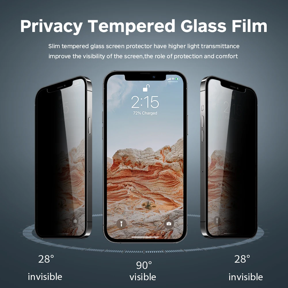 
2.5d Fullglue Fullcover Anti Spy Privacy Tempered Glass Screen Protector For For Iphone 13 Pro Max 