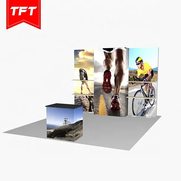 Easy Installation Portable Freestanding Double Sided Backlit Tension Fabric Backdrop Display Banner Stand