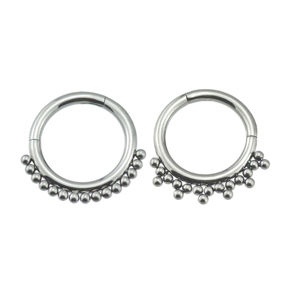ASTM F136/G23 Titanium 6 Group of Tri-bead Clusters Hinged Segment Rings Cartilage Hoop Nose Rings Piercing Jewelry