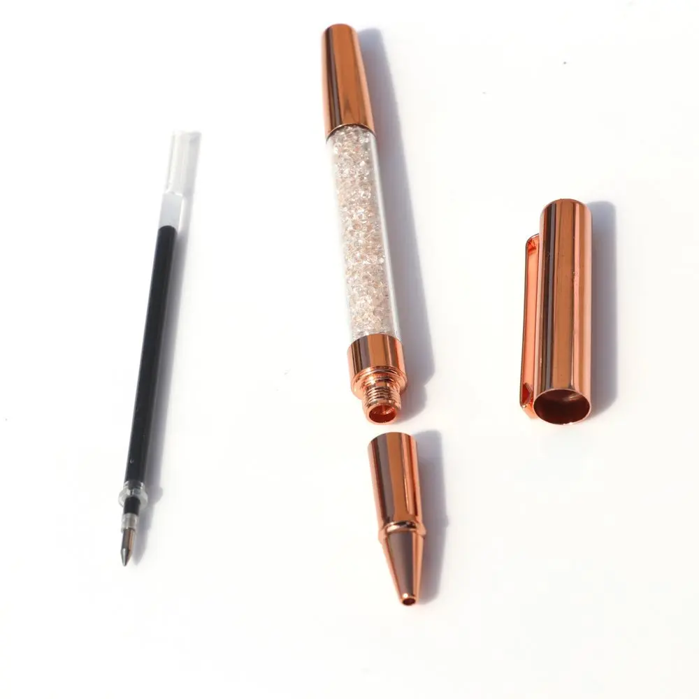 Ladies fancy items rose gold boligrafo custom brand crystal gel pen