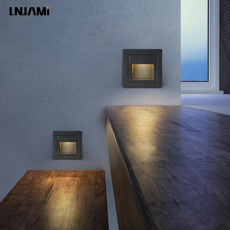 LNJAMI IP65 Waterproof Outdoor Wall Recessed Rectangular LED Step Stair Light For Indoor Outside Stair Case