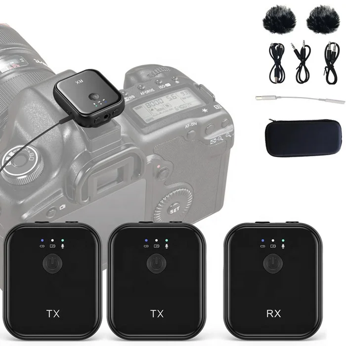 RUIZU Professional Wireless Lavalier Microphone System BT 5.1 Dual Channel Lapel Mic for iPhone Android Camera Video Recording