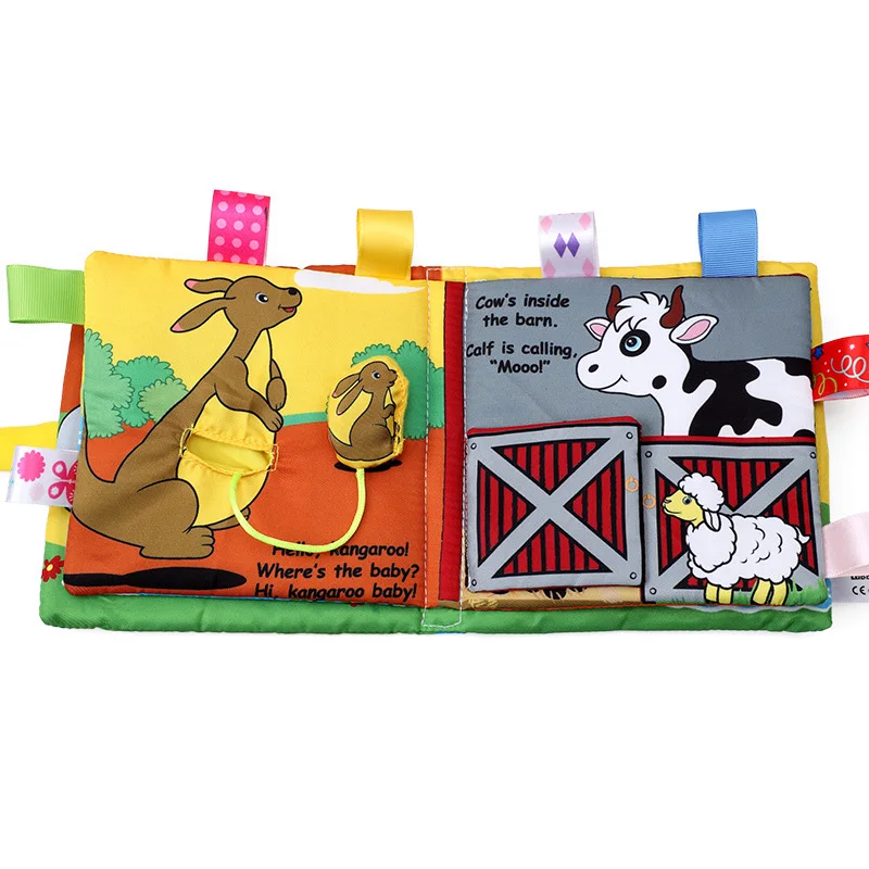 Custom Washable Price Factory Baby Soft Cloth Book Sensory Organic Cloth Books Kid Early Education Interactive Fabric Cloth Book